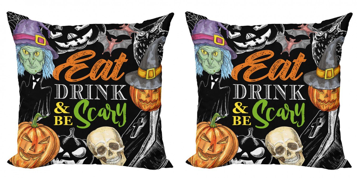 Kissenbezüge Modern Accent Doppelseitiger Digitaldruck, Abakuhaus (2 Stück), Halloween Essen Sie Getränk und seien Sie beängstigend