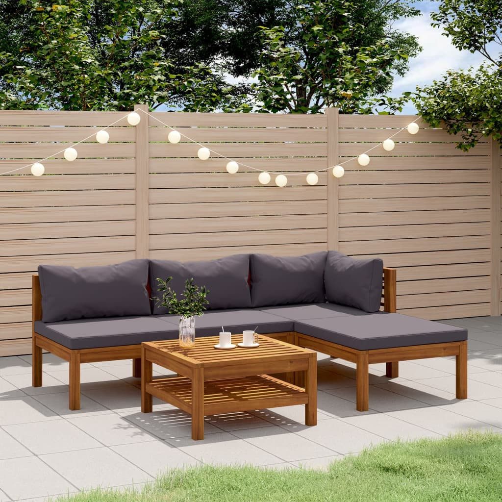 furnicato Gartenlounge-Set Lounge-Set Echtholz 65x65x35 cm Tisch Dunkelgrau Polster, (1-tlg), Witterungsbeständige Sitzgruppe mit modularer Gestaltung für Garten