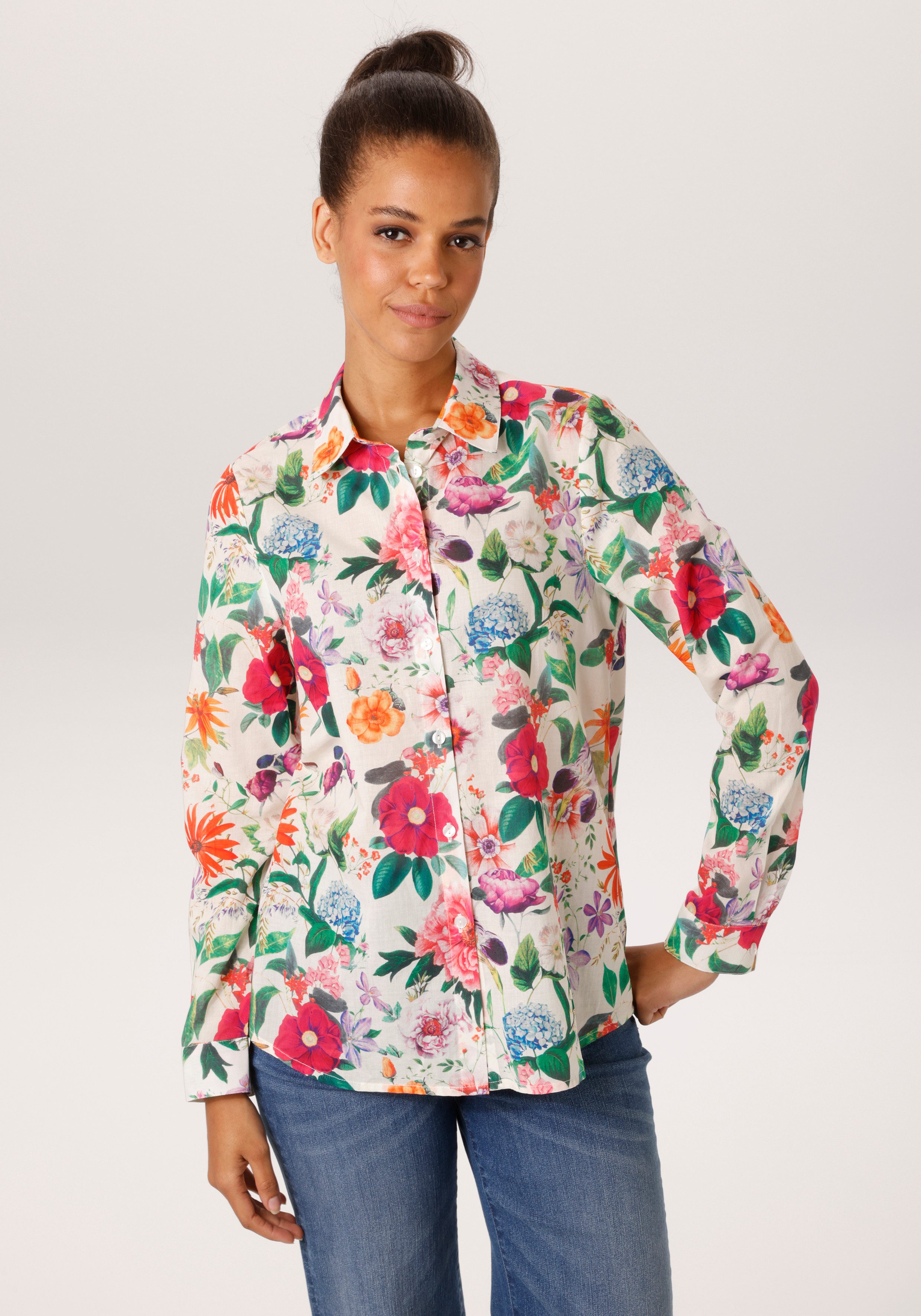 Aniston CASUAL Hemdbluse mit farbenfrohen Blumendruck - jedes Teil ein Unikat - NEUE KOLLEKTION. € 39,99, (€ 39,99 pro 1 Stk).