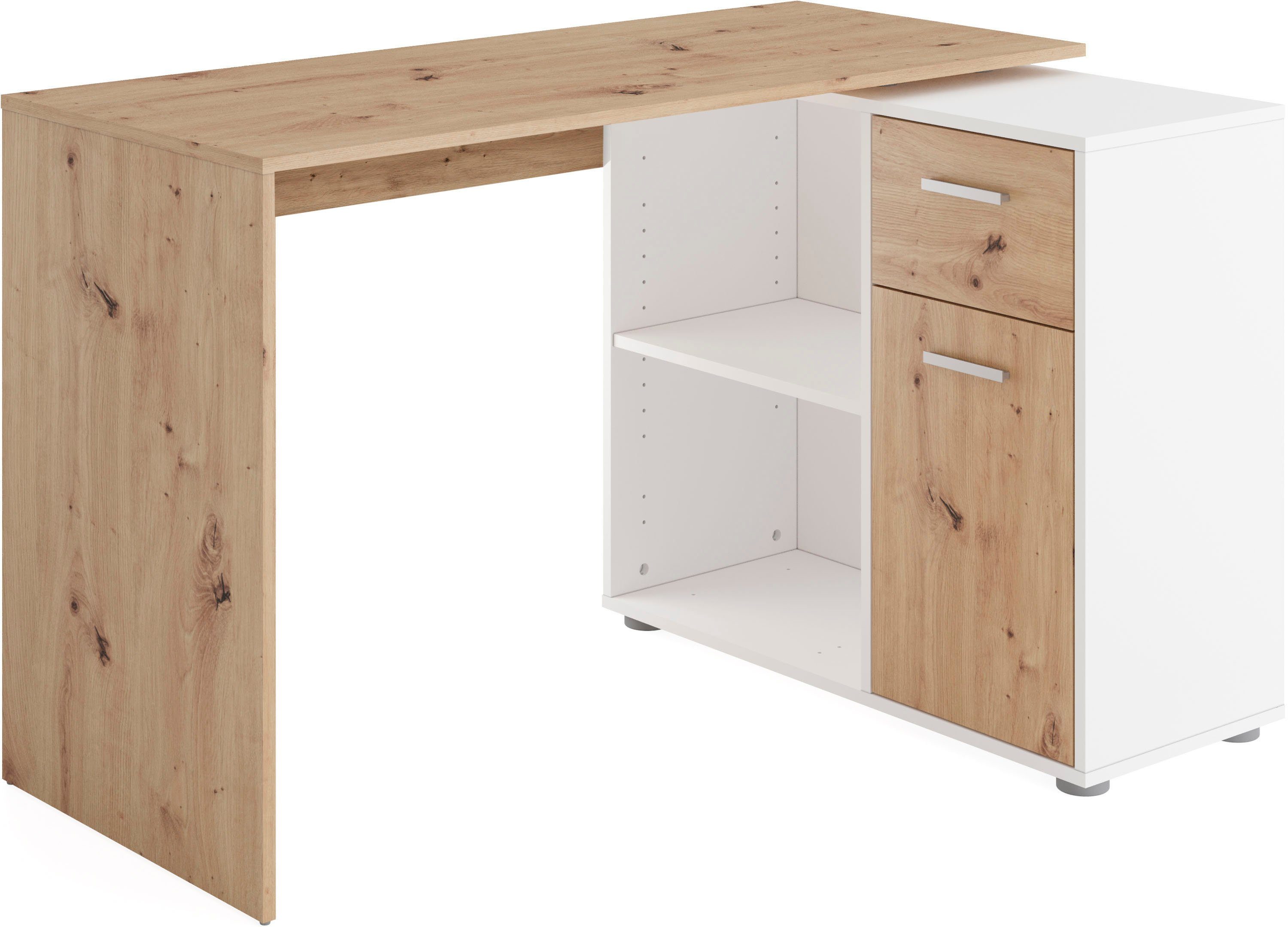 FMD Eckschreibtisch AUGSBURG, Schreibtisch/ Sideboard m. Stauraum, beids. m günstig online kaufen