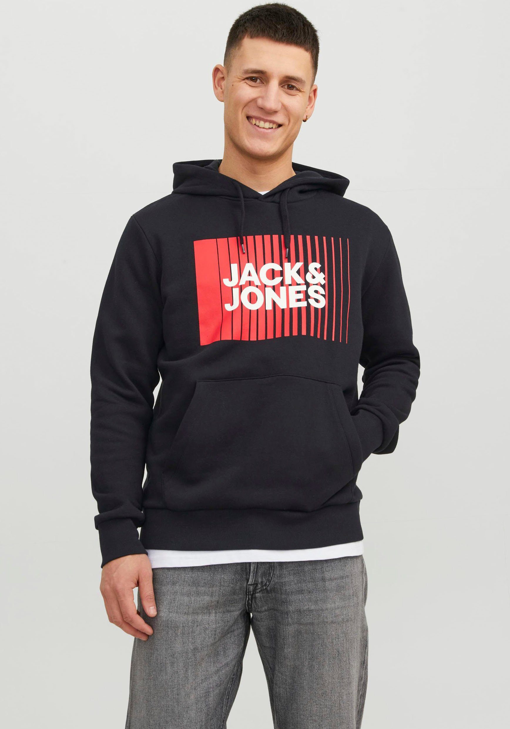 Jack & Jones Kapuzensweatshirt JJECORP LOGO SWEAT HOOD PLAY NOOS Black
