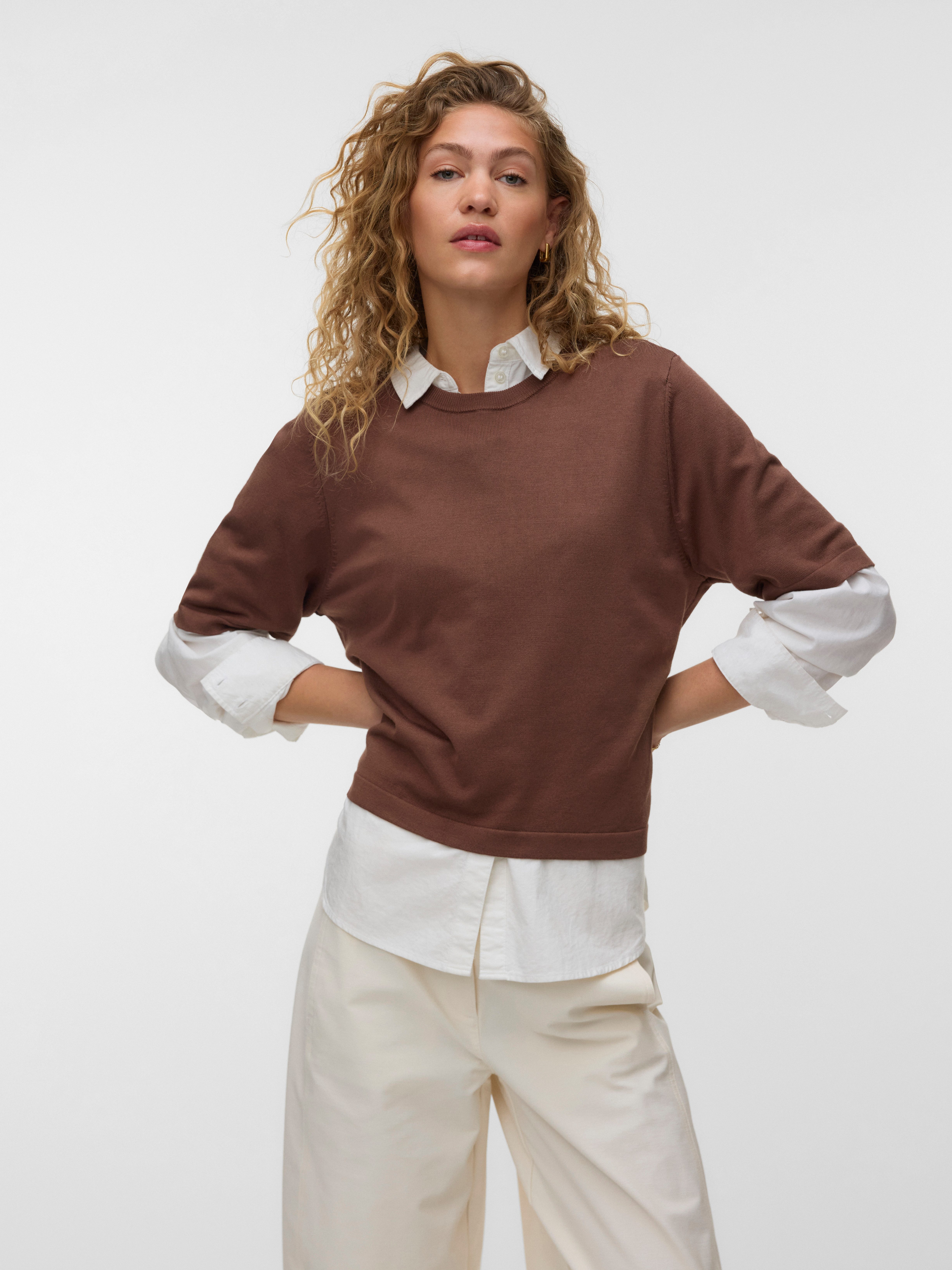 Vero Moda Kurzarmpullover VMSILJE 2/4 O-NCK OVERSIZE PULL GA NOOS Viskosemischung, oversize