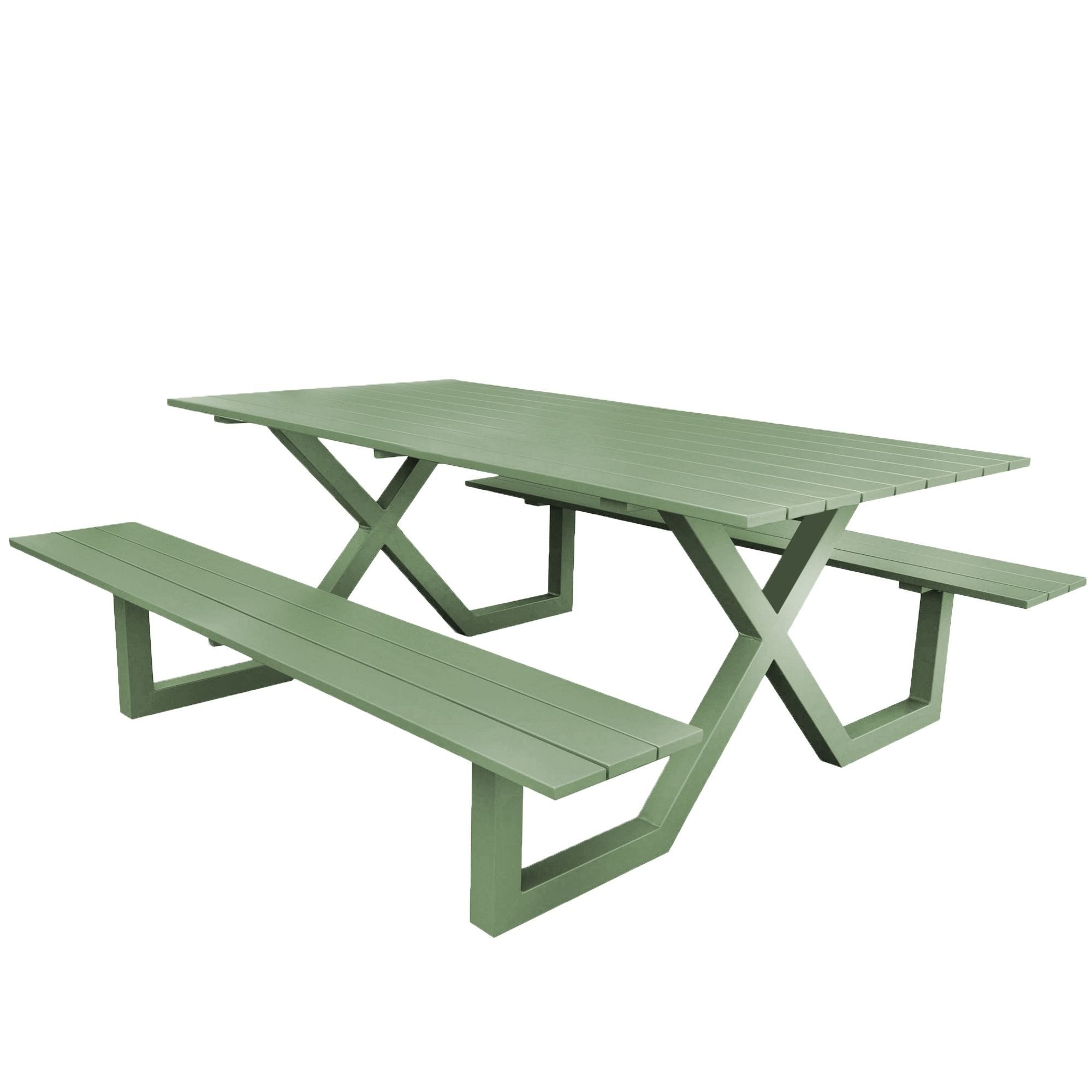 osoltus Gartenlounge-Set osoltus Alu Picknick Gartentisch Bank Naples lindgrün 180cm