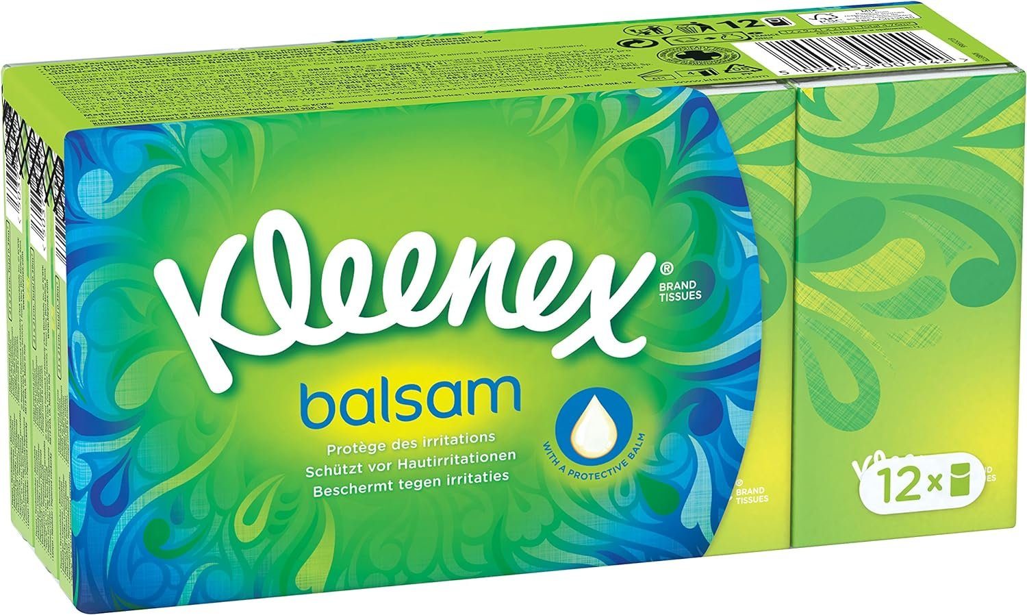 KLEENEX Papiertaschentücher Balsam Taschentücher, 12 Packungen (1-St)