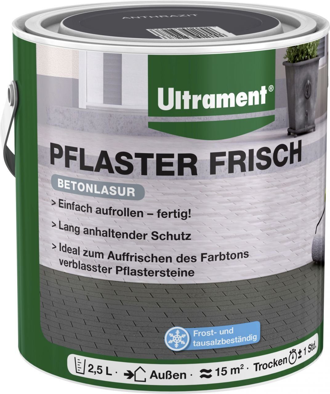 Zementfarbe Ultrament Pflaster L Frisch anthrazit 2,5 Ultrament