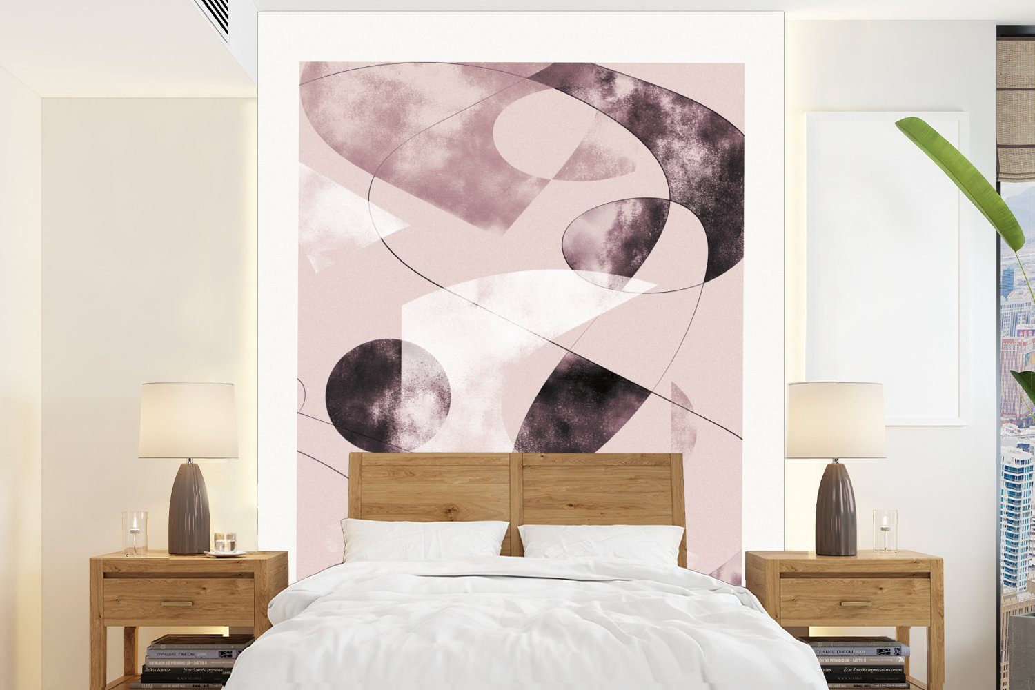 MuchoWow Fototapete Formen - Pastell - Abstrakt - Schwarz, Matt, bedruckt, (4 St), Montagefertig Vinyl Tapete für Wohnzimmer, Wandtapete