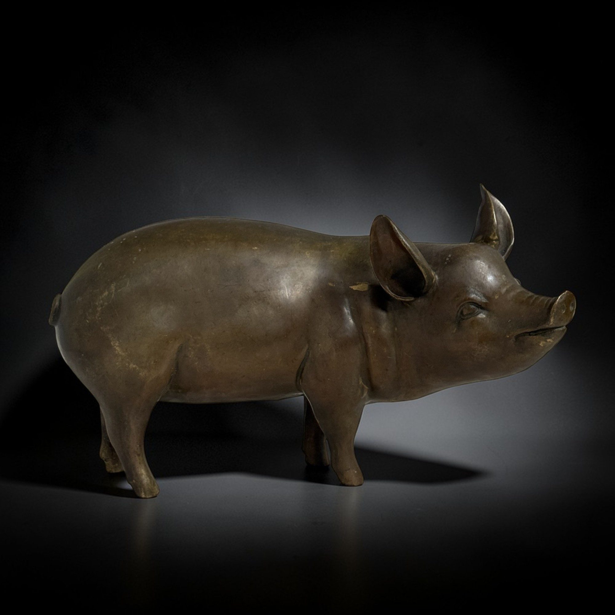 Asien LifeStyle Dekofigur Bronze Skulptur Schwein – Glücksbringer & Sternzeichen, 3,2 kg, 29 cm