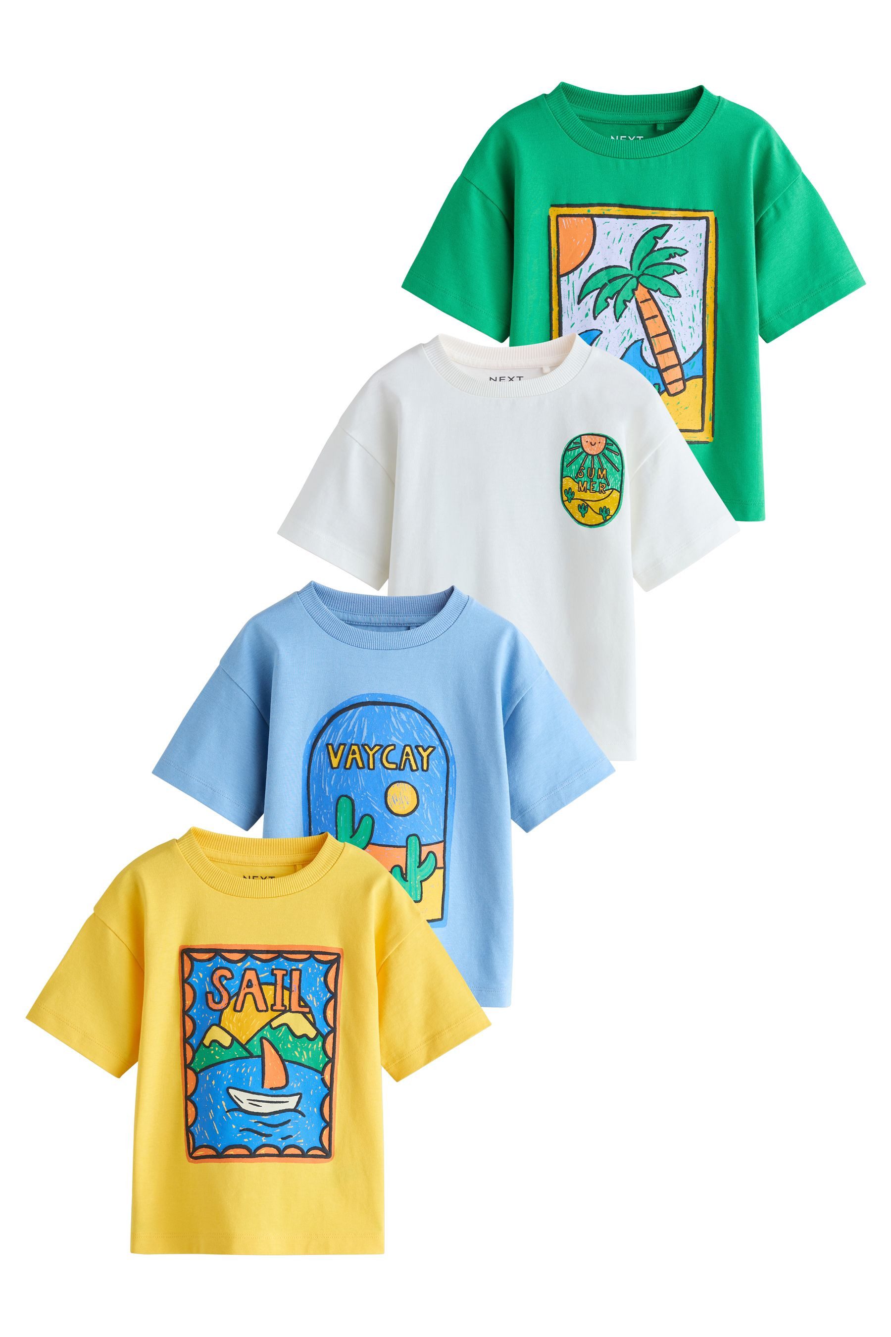 Next T-Shirt T-Shirt mit Grafik und kurzen Ärmeln, 4er-Pack (4-tlg)