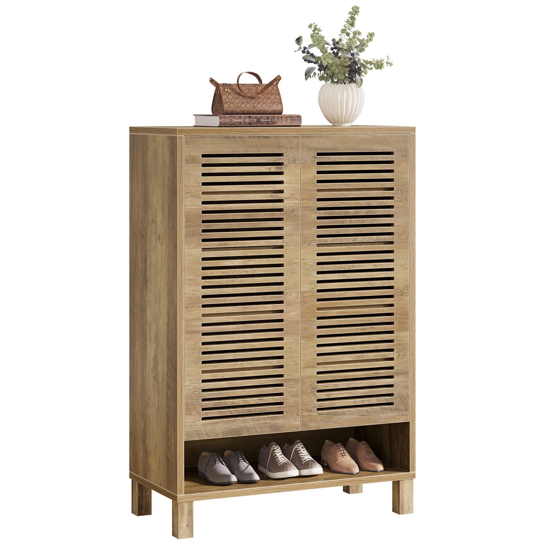 Tribesigns Schuhschrank mit 2 Shutter Türen, 73x35x110cm, Schuhregal Schuhkommode für 25 Paare
