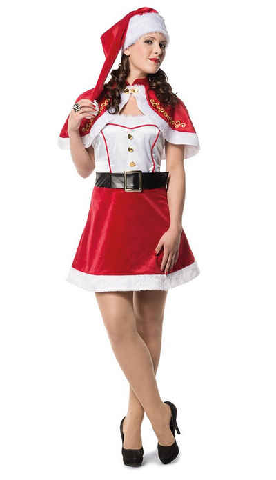 Karneval-Klamotten Kostüm Nikolaus Kostüm Damen mit Umhang, Weihnachtskostüm Erwachsene