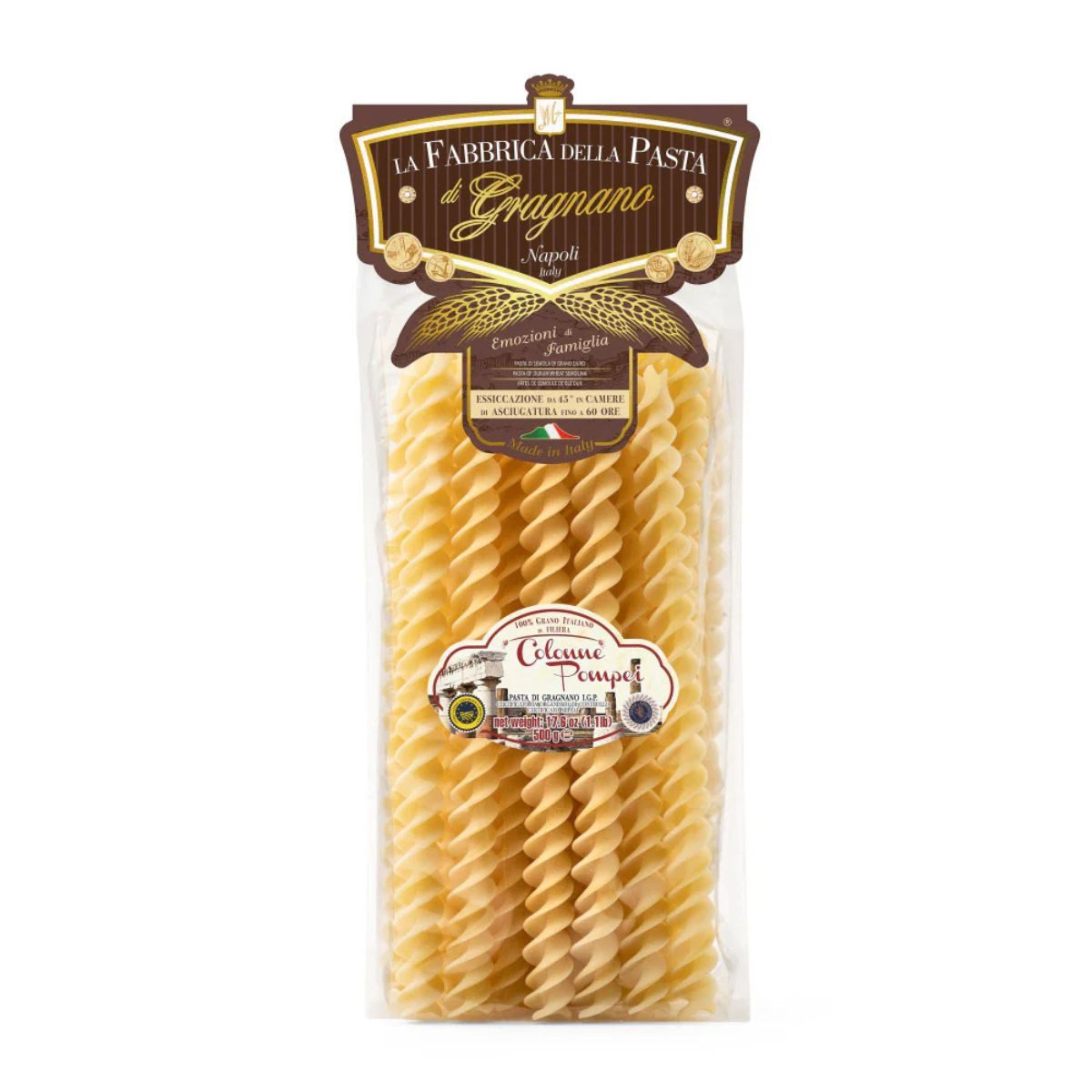 La Fabbrica della Pasta di Gragnano Nudeln Colonne IGP, Trafilatura al Bronzo, 500g, Pasta Di Gragnano, 500 g