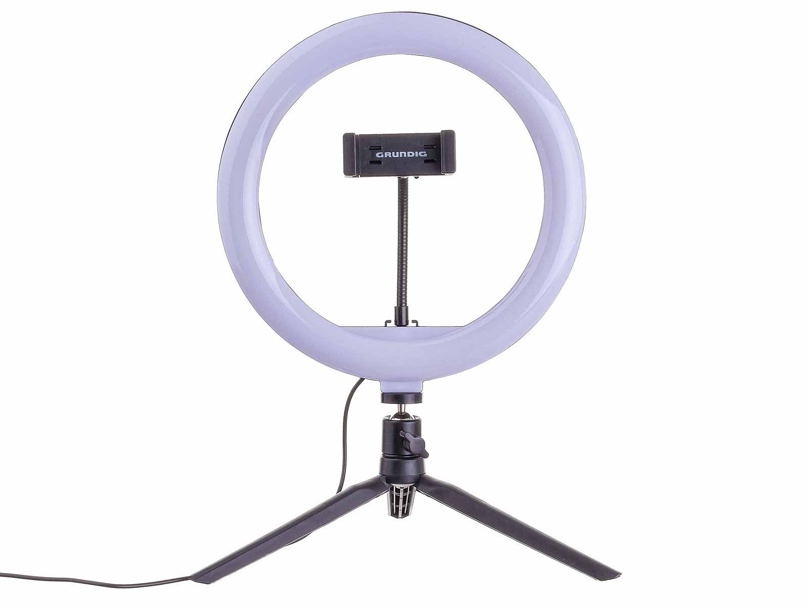 EDCO Selfie-Stick Grundig Selfie-Ringleuchte, 11 Helligkeitsstufen und 3  Licht-Modi