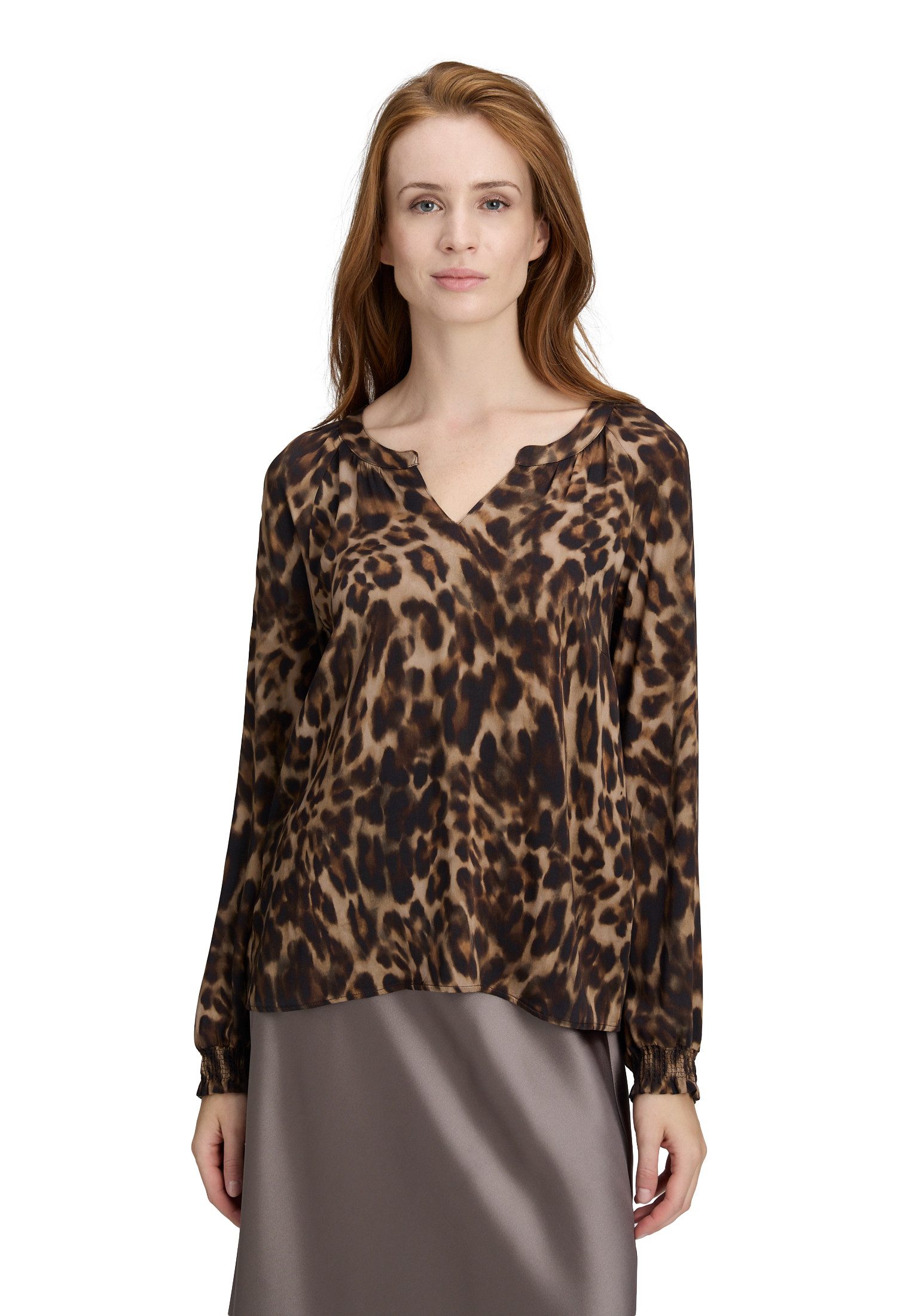 Cartoon Schlupfbluse Damen Casual-Bluse mit Muster günstig online kaufen