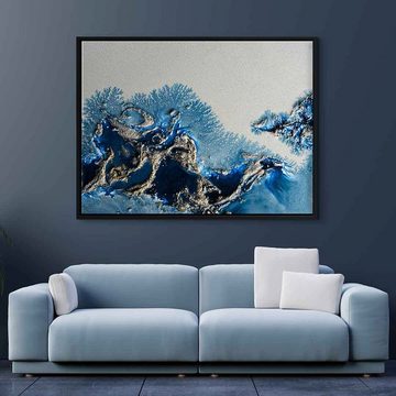 DOTCOMCANVAS® Leinwandbild Wondering Waters, Leinwandbild abstrakte moderne Kunst beige blau gold Strand Meer