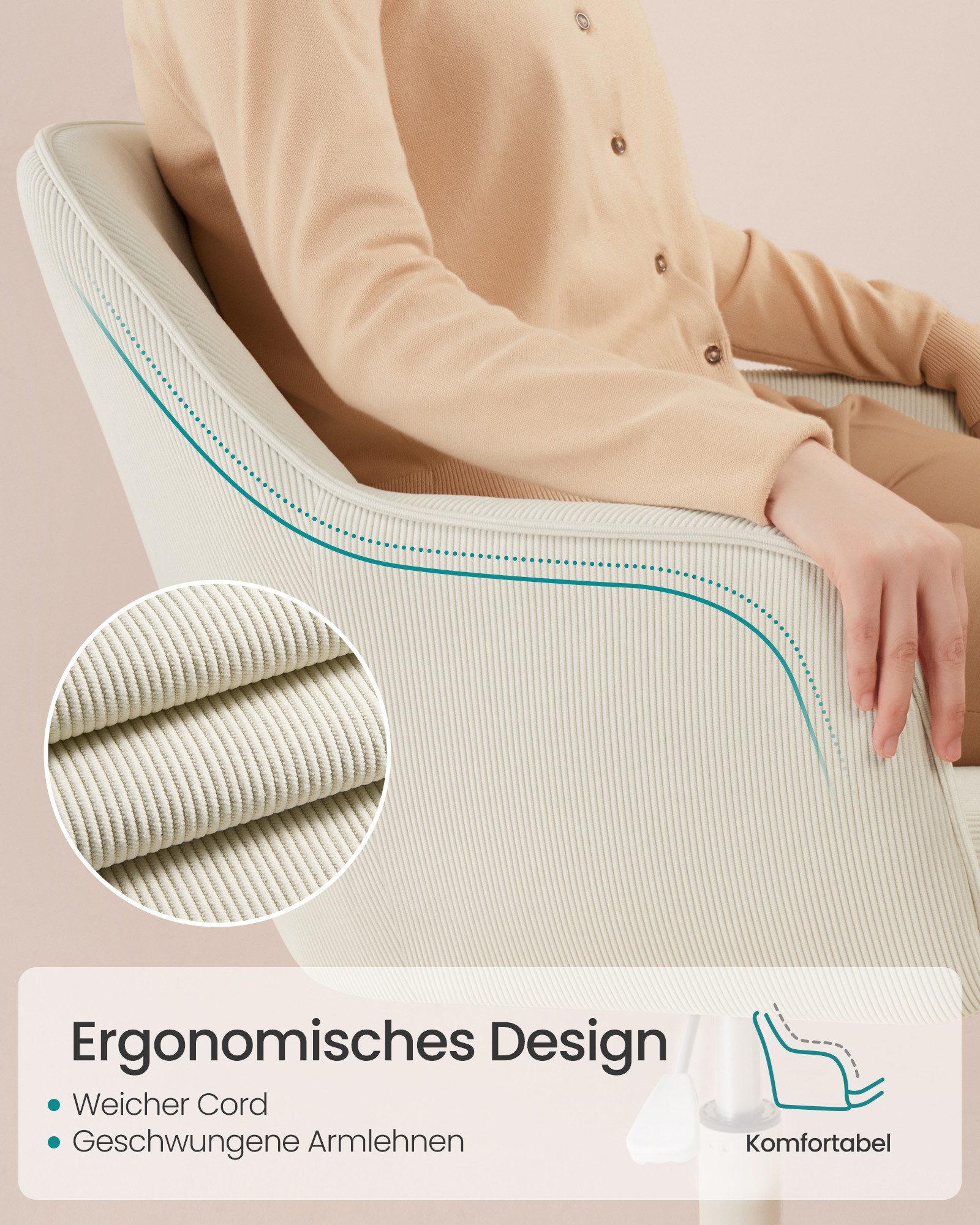 SONGMICS Bürostuhl (1 St), Bürostuhl, Drehstuhl, Schreibtischstuhl, höhenverstellbar