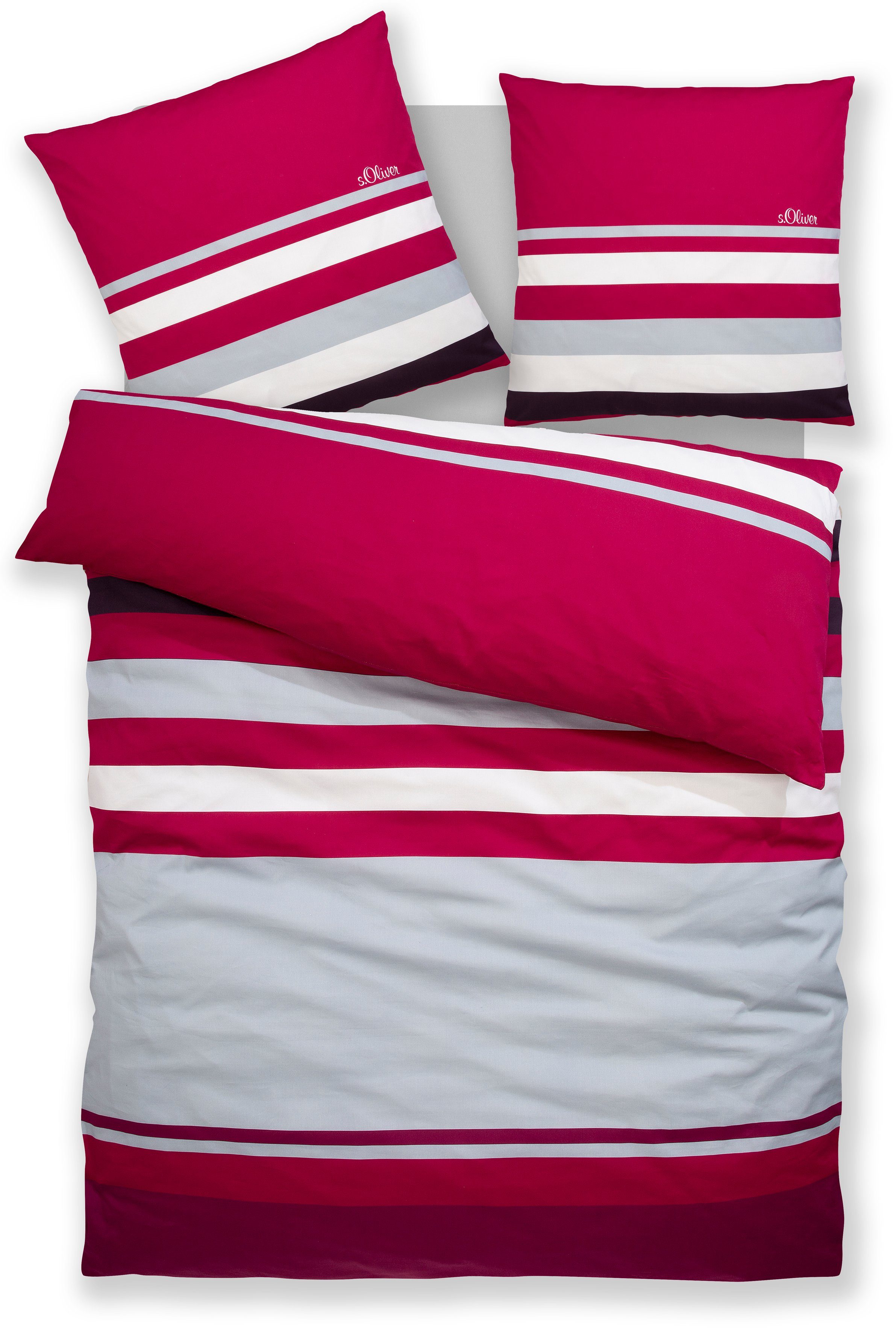 s.Oliver Bettwäsche Fenja in Gr. 135x200 oder 155x220 cm, Renforcé, 4 teilig, gestreifte Bettwäsche, mit GRATIS-Zugabe: 2x Kissenhüllen
