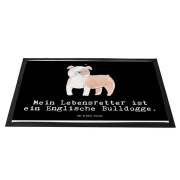Fußmatte Englische Bulldogge Lebensretter - Schwarz - Geschenk, Schmutzfänger, Mr. & Mrs. Panda, Höhe: 0.6 mm
