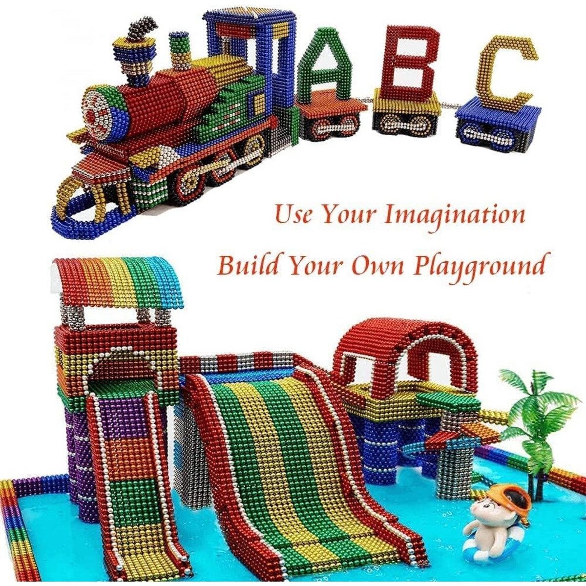 Kraftverdia 216-Teile 3D Bausatz Bausteine Lernspielzeug Puzzle Modellbau Geschenk Magnetspielbausteine, (216 St) – Bild 4 von 5