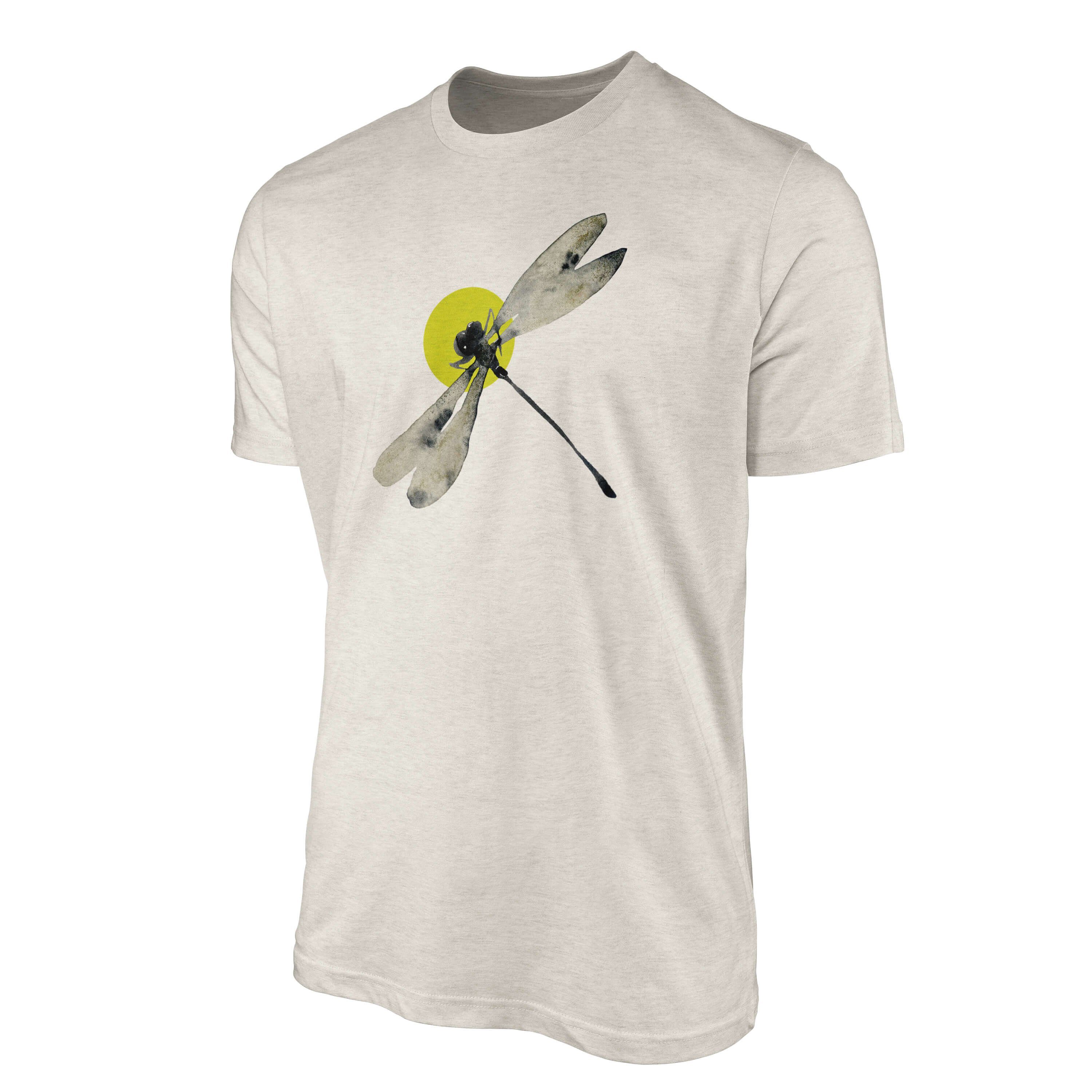 Sinus Art T-Shirt Herren Shirt 100% Bio-Baumwolle T-Shirt Aquarell Motiv  Libelle Farbe Nachhaltig Organic Ökomode (1-tlg)