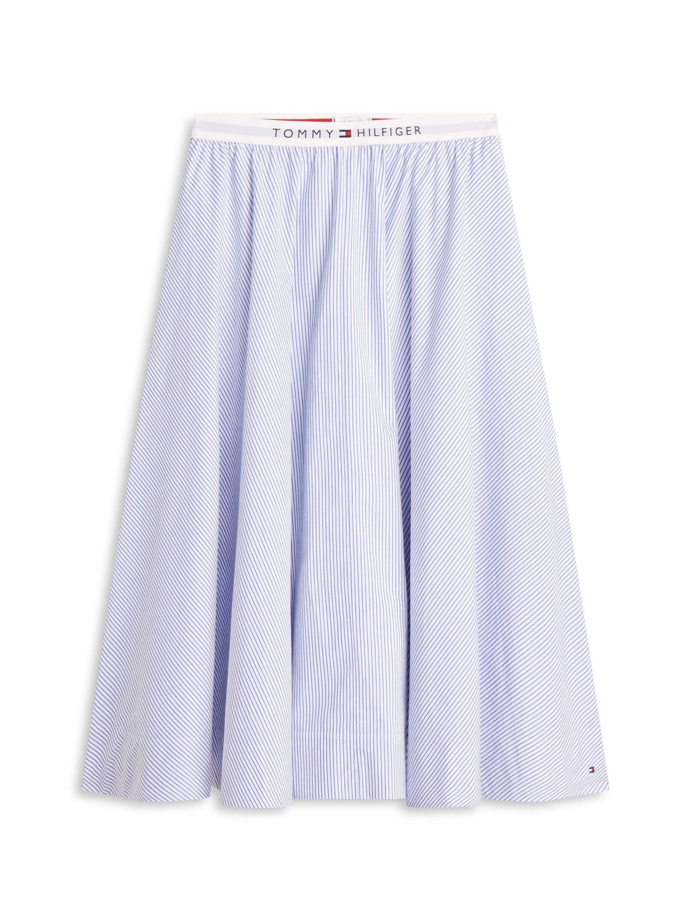 Tommy Hilfiger A-Linien-Rock POPLIN BRANDED MIDI SKIRT in Midi-Länge, mit Logobund – Bild 4 von 5