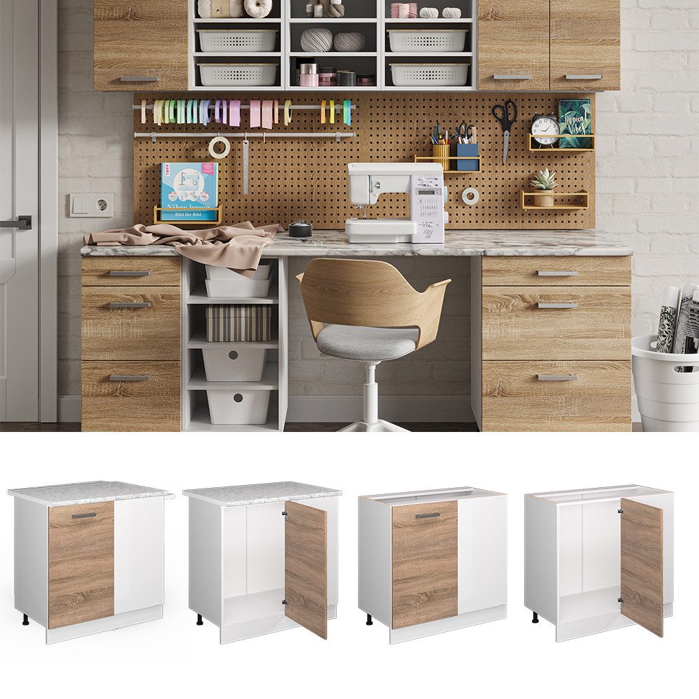 Vicco Schranksystem R-Line, Sonoma/Weiß, 86 cm günstig online kaufen