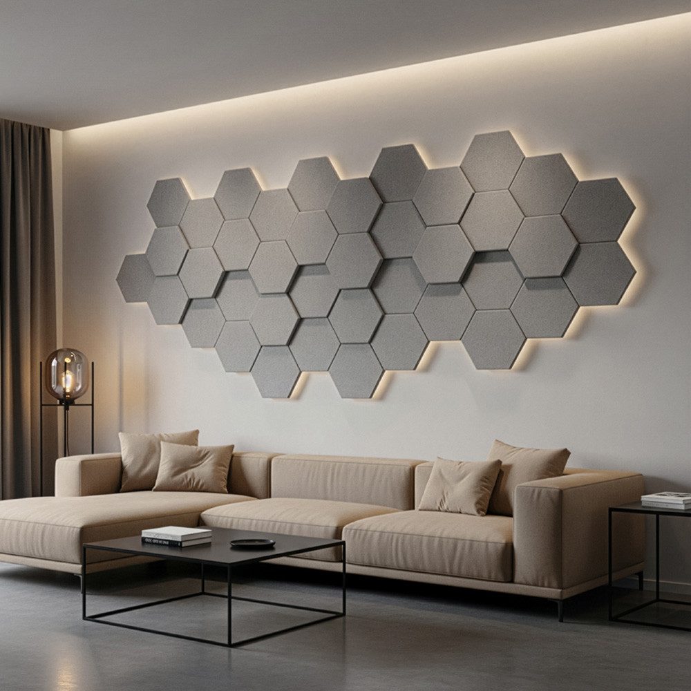 HOME DELUXE Akustikplatte Hexagon selbstklebend SILENT, (5-St)
