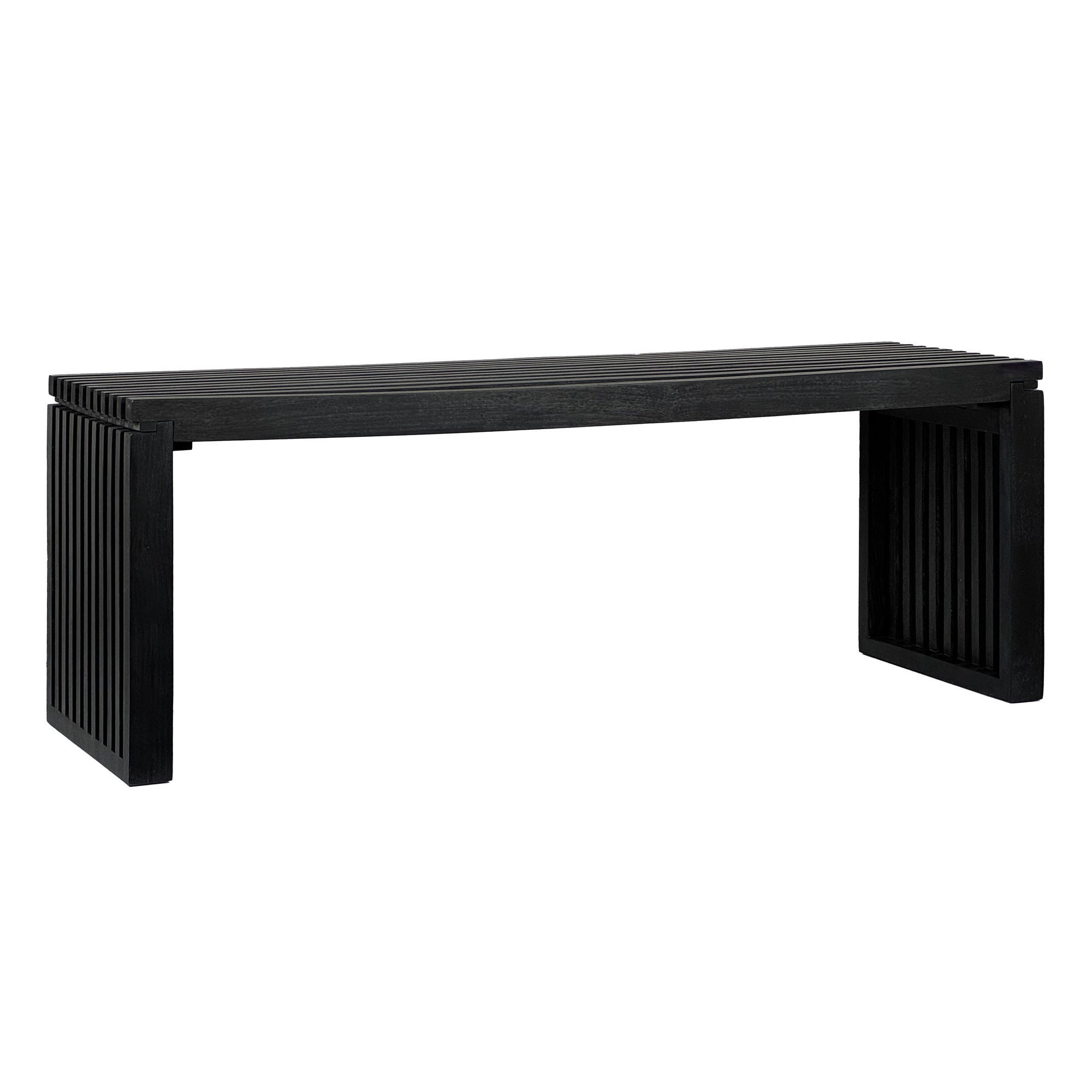 FINEBUY Sitzbank FB111495 (Akazie Massivholz Bank 120 cm Bettbank Schwarz), Flurbank Modern, Kleine Dielenbank 2 Personen