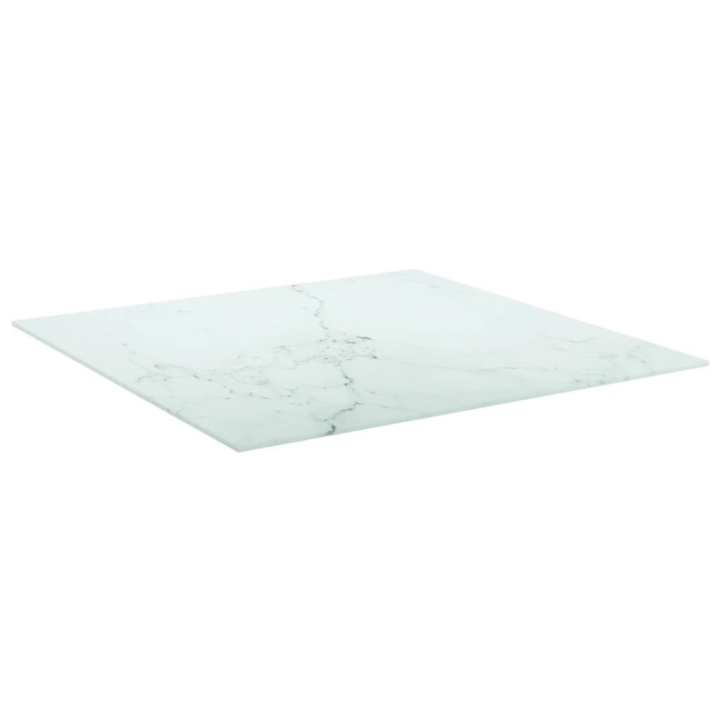 furnicato Tischplatte Weiß (1 mm in Marmoroptik 70x70 cm 6 St) Hartglas
