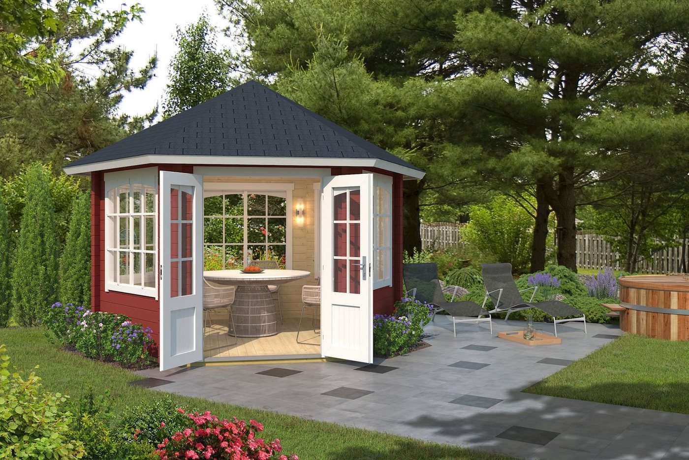Thumbnail - LASITA MAJA Pavillon Ilmenau, mit 6 Seitenteilen, (Set, Inklusive Fußbodenbretter zum Verlegen), BxT: 420x363,7 cm, Fich...
