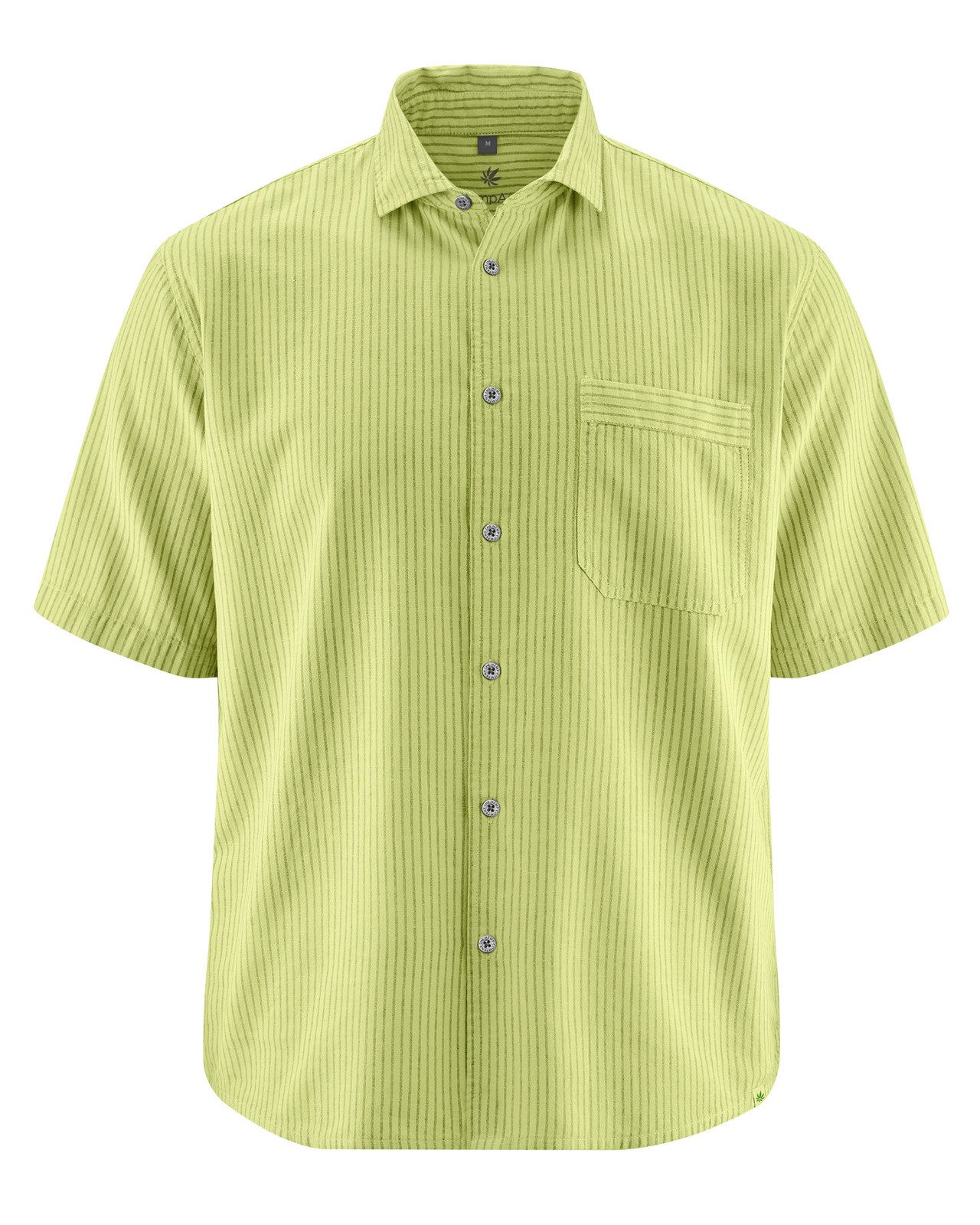 Langarmhemd Gestreiftes Halbarmhemd aus Hanf/Biobaumwolle - Casual Fit