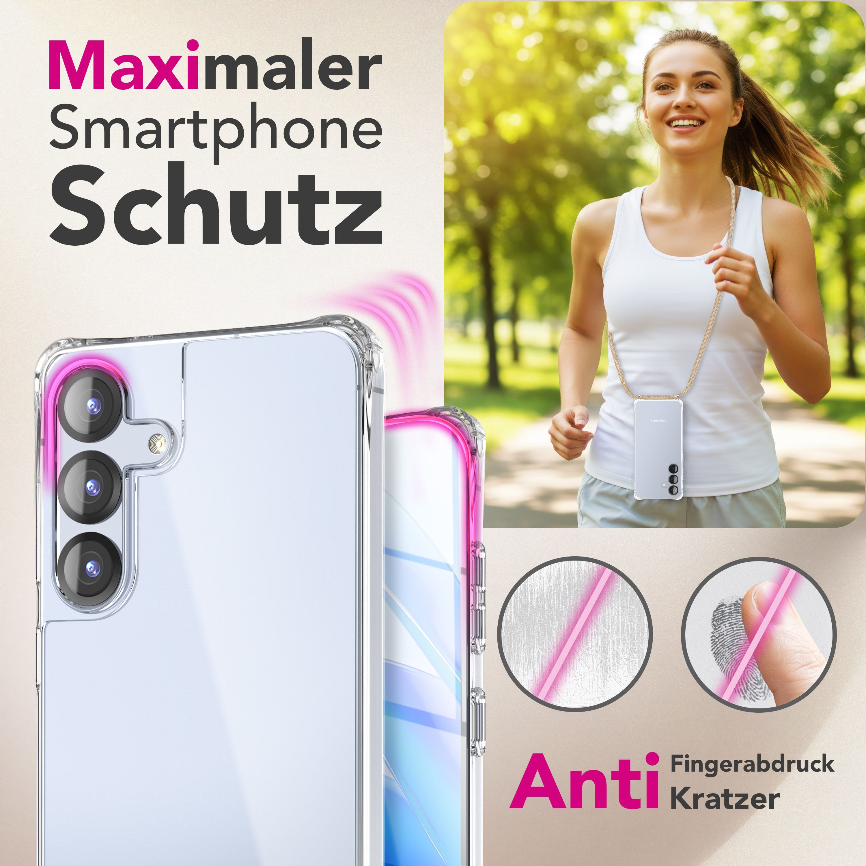 Nalia Smartphone-Hülle Samsung Galaxy S25 FE 17 cm (6,7 Zoll), Hülle zum Umhängen / 160cm Handykette / MultiWear Band / Fallschutz – Bild 2 von 5