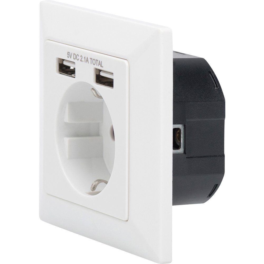 Digitus Steckdose Digitus DA-70613 Unterputz-Steckdose mit USB Weiß – Bild 5 von 5