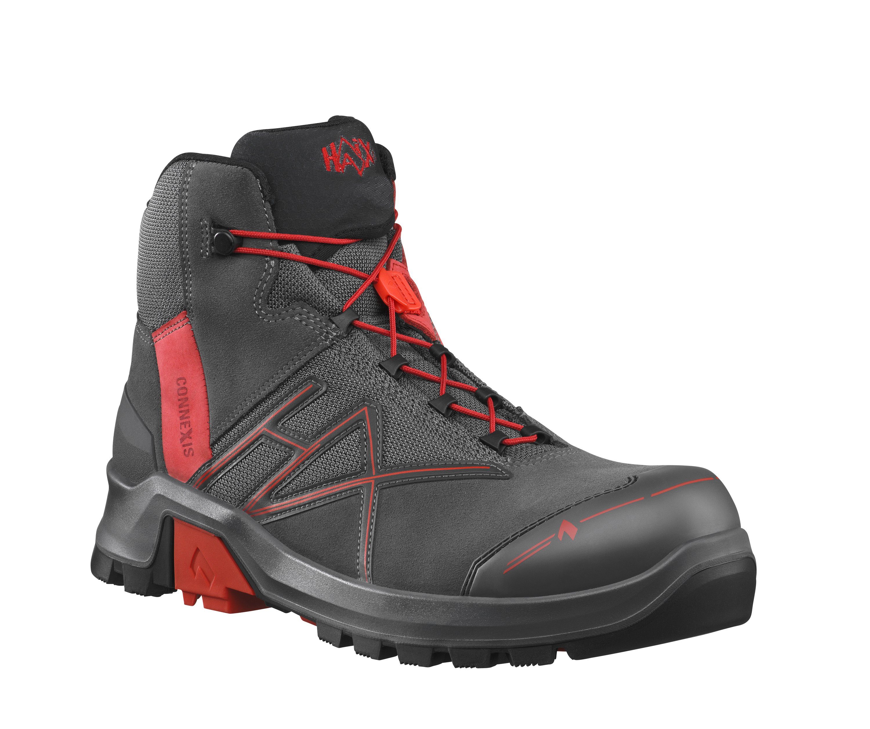 Haix CONNEXIS Safety+ GTX mid grau/rot Arbeitsschuh