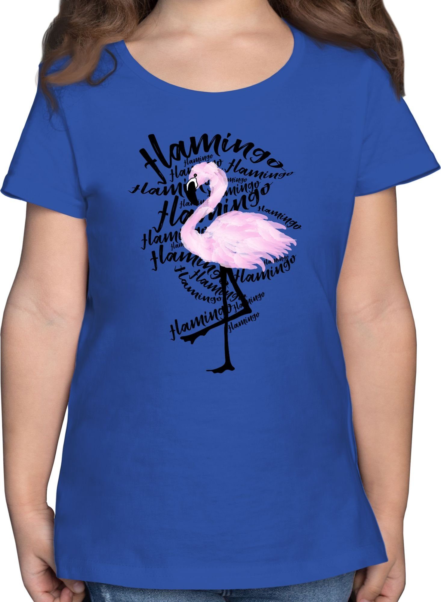 Shirtracer Tiermotiv Animal T-Shirt 3 Print Royalblau Flamingo