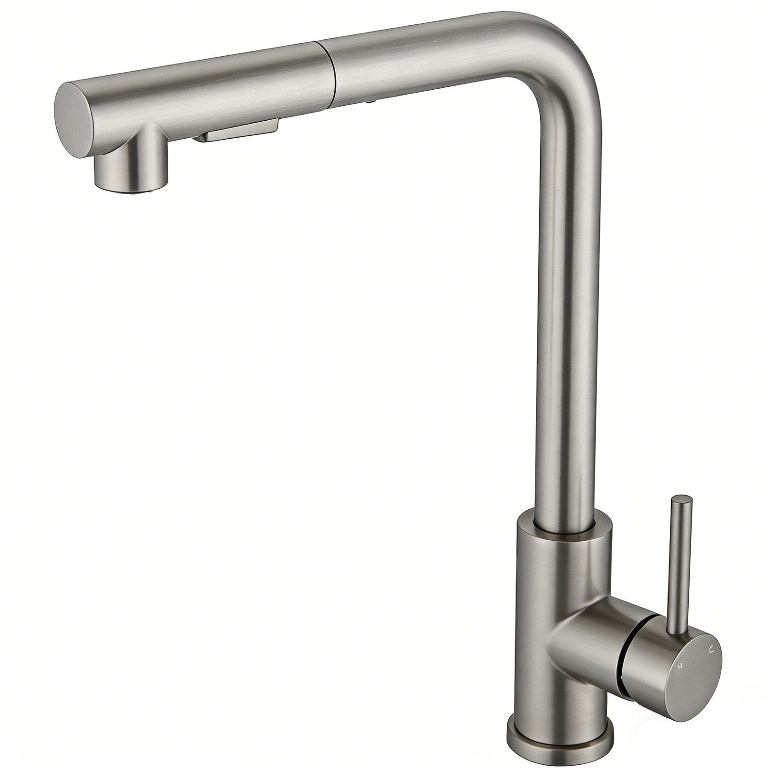 AICA Küchenarmatur Wasserhahn Küche aus Edelstahl, 360° schwenkbar, ausziehbar, robust Hochdruck, 2 Strahlarten, 40 cm Schlauch, Einhebelarmatur