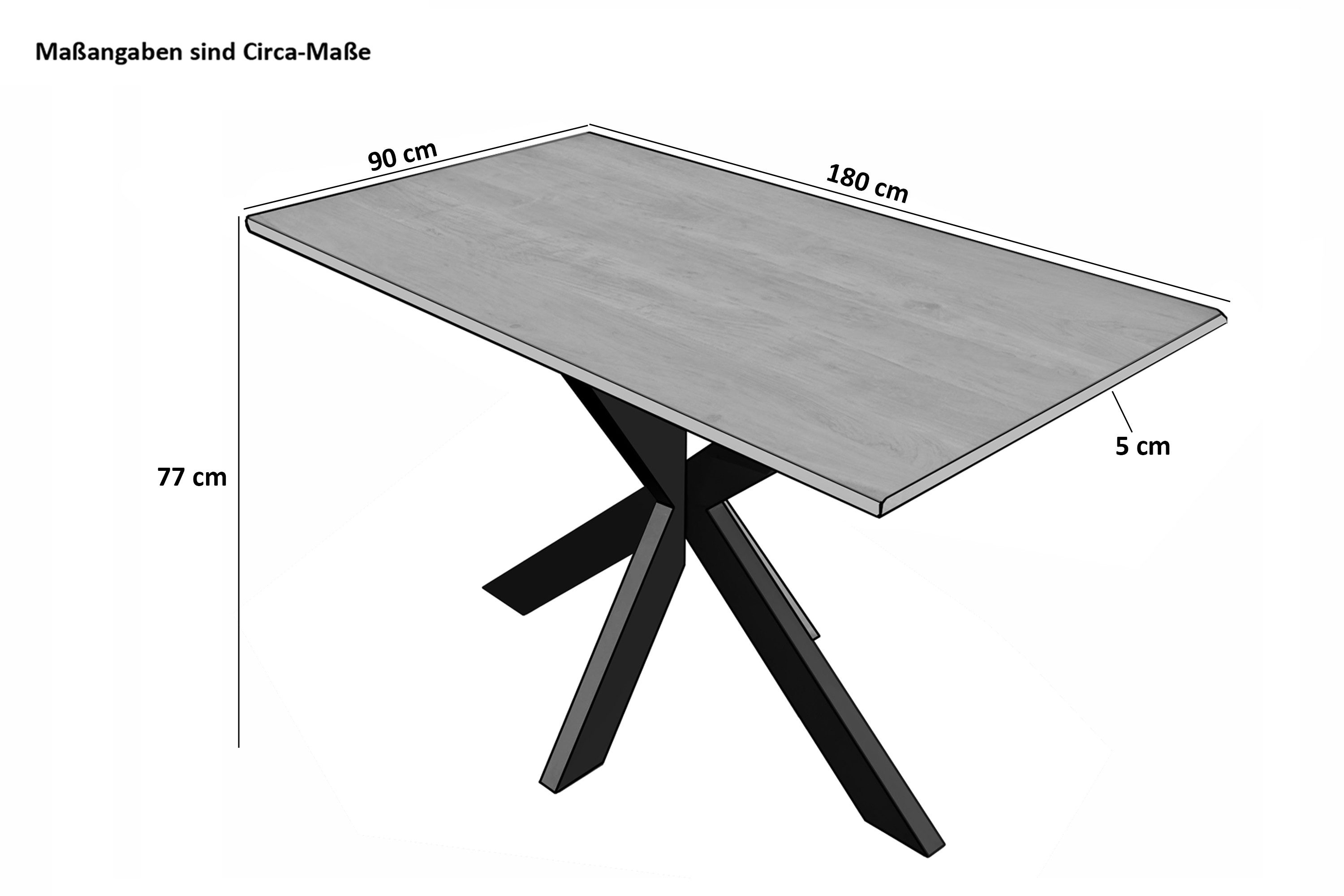 Trelevo® Esstisch Spider, massives Mangoholz, gerade günstig online kaufen