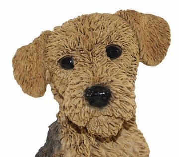 Castagna Tierfigur Deko Figur Hund Airedale Terrier Welpe Hundefigur sitzend Kollektion Castagna aus Resin H 24 cm