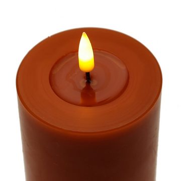 Deluxe Homeart LED-Kerze Mia Deluxe Echtwachs Wachsspiegel flackernd H: 10cm D: 7,5cm orange (1-tlg)