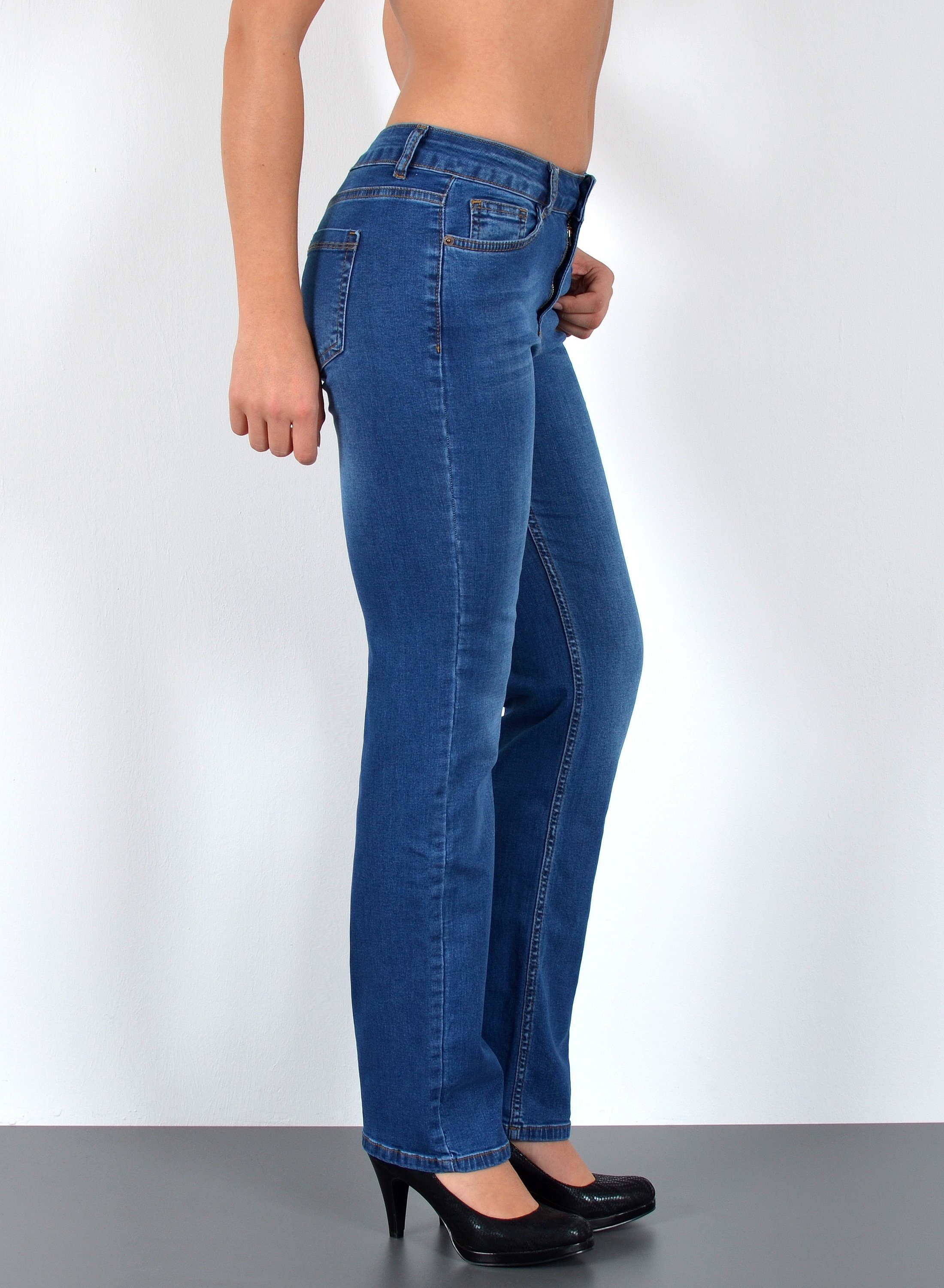 ESRA Straight-Jeans High Waist Damen Jeans Straight Leg Hose Stretch gerade günstig online kaufen