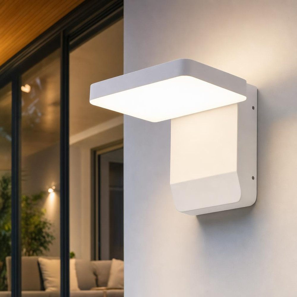V-TAC LED Wandstrahler, LED-Leuchtmittel fest verbaut, Neutralweiß, Außenleuchte Wandlampe Wandleuchte Gartenlampe Alu weiß beweglich LED