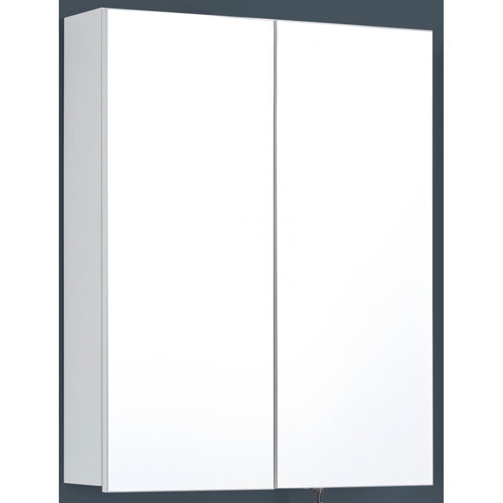 trendteam Spiegelschrank Line/Skin Badspiegel Spiegel Badspiegel Badezimmerschrank Weiß 60x67x18cm