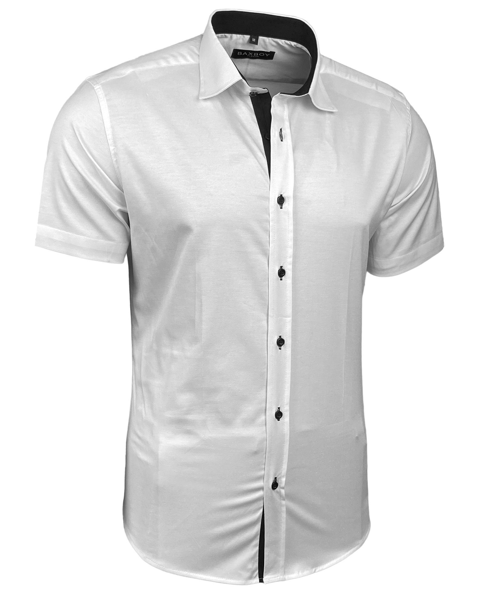 Baxboy Langarmhemd Kurzarmhemd Herren Hemd Bügelleichtes Slim Fit Kentkragen Uni B-455