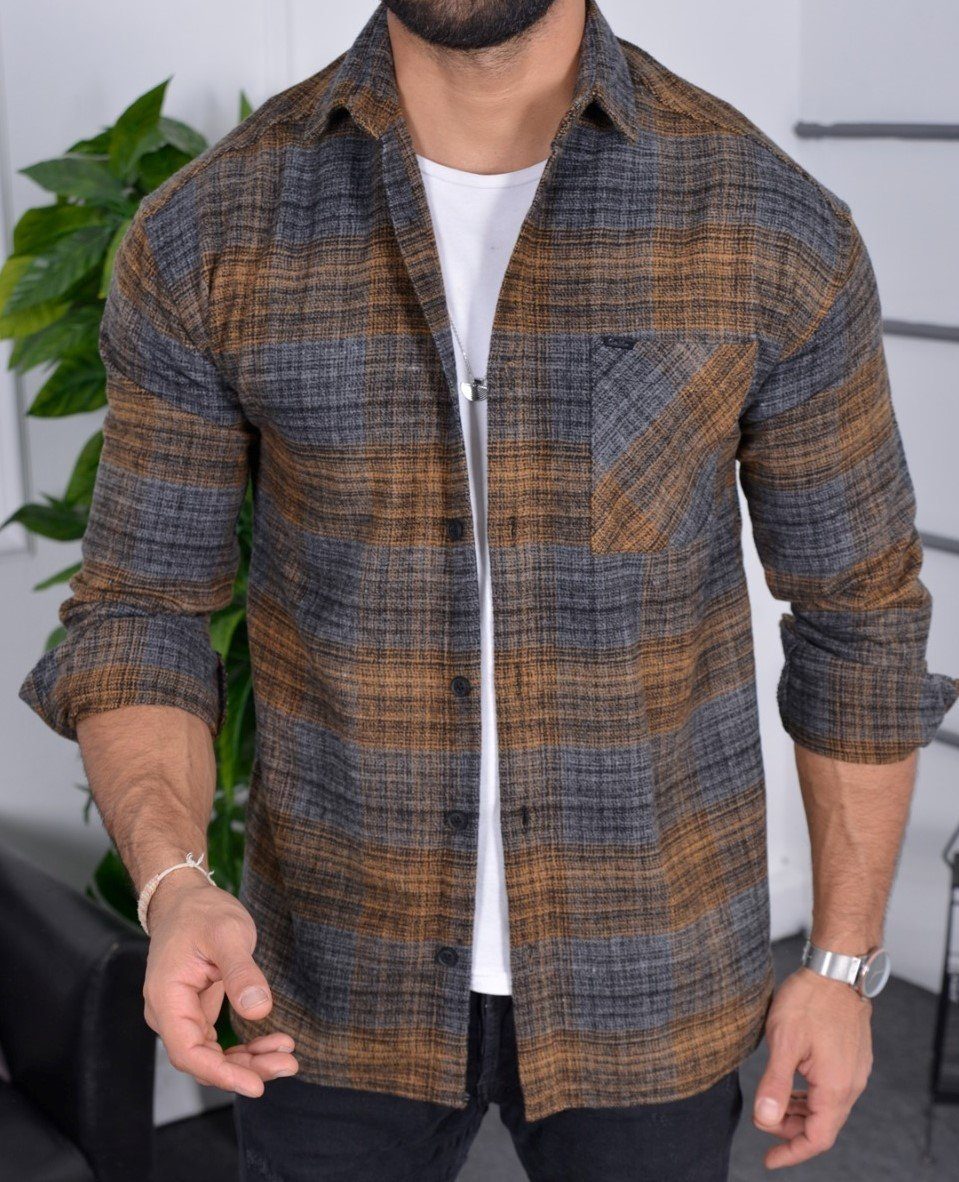 Megaman Jeans Flanellhemd Megaman H-264 Kariert Hemd Holzfällerhemd Herren günstig online kaufen