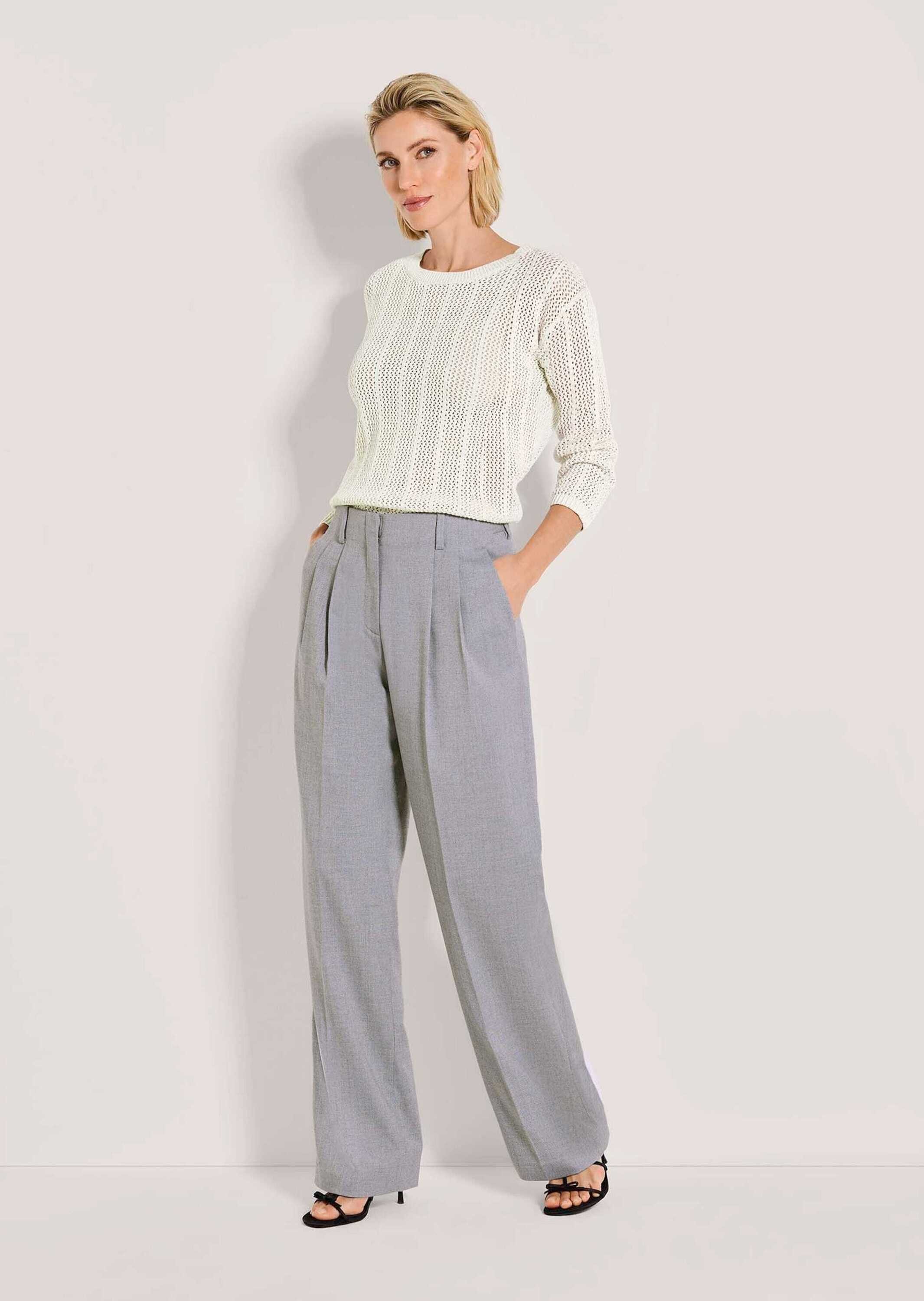 Stoffhose Fischgrathose mit weitem Schnitt