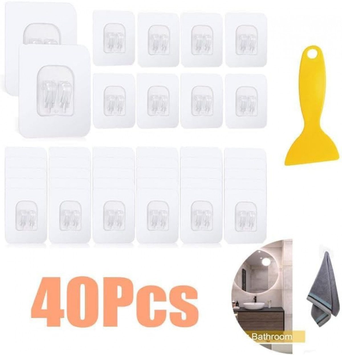 FELIXLEO Klebehaken Transparente Klebehaken Set Selbstklebend Stark, (40-St) – Bild 3 von 5