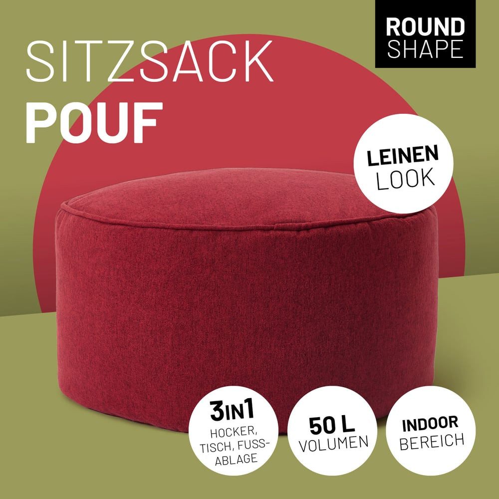 Lumaland Sitzsack Comfort Line Hocker 25x45cm, pflegeleicht Bodenkissen Bea günstig online kaufen