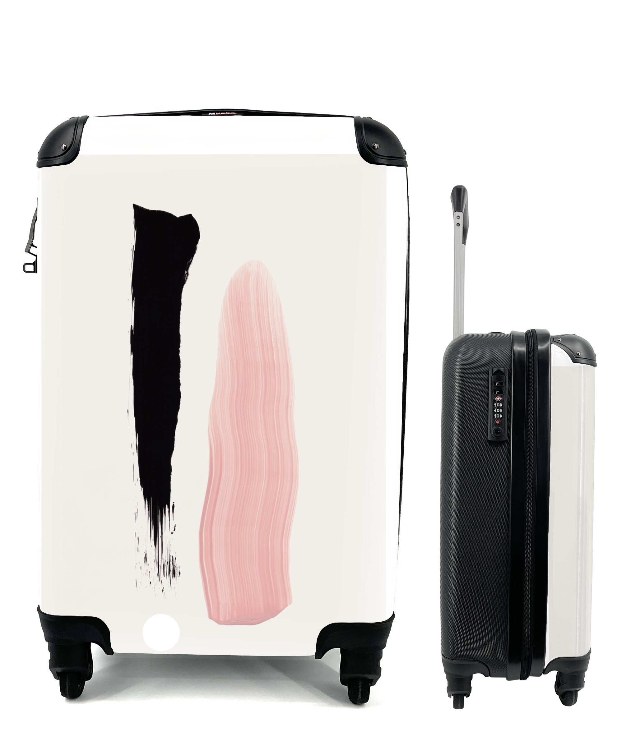Reisekoffer Pastell 4 Reisetasche rollen, Handgepäckkoffer Rollen, mit Handgepäck für Ferien, Trolley, Gestaltung, MuchoWow - Farbe -