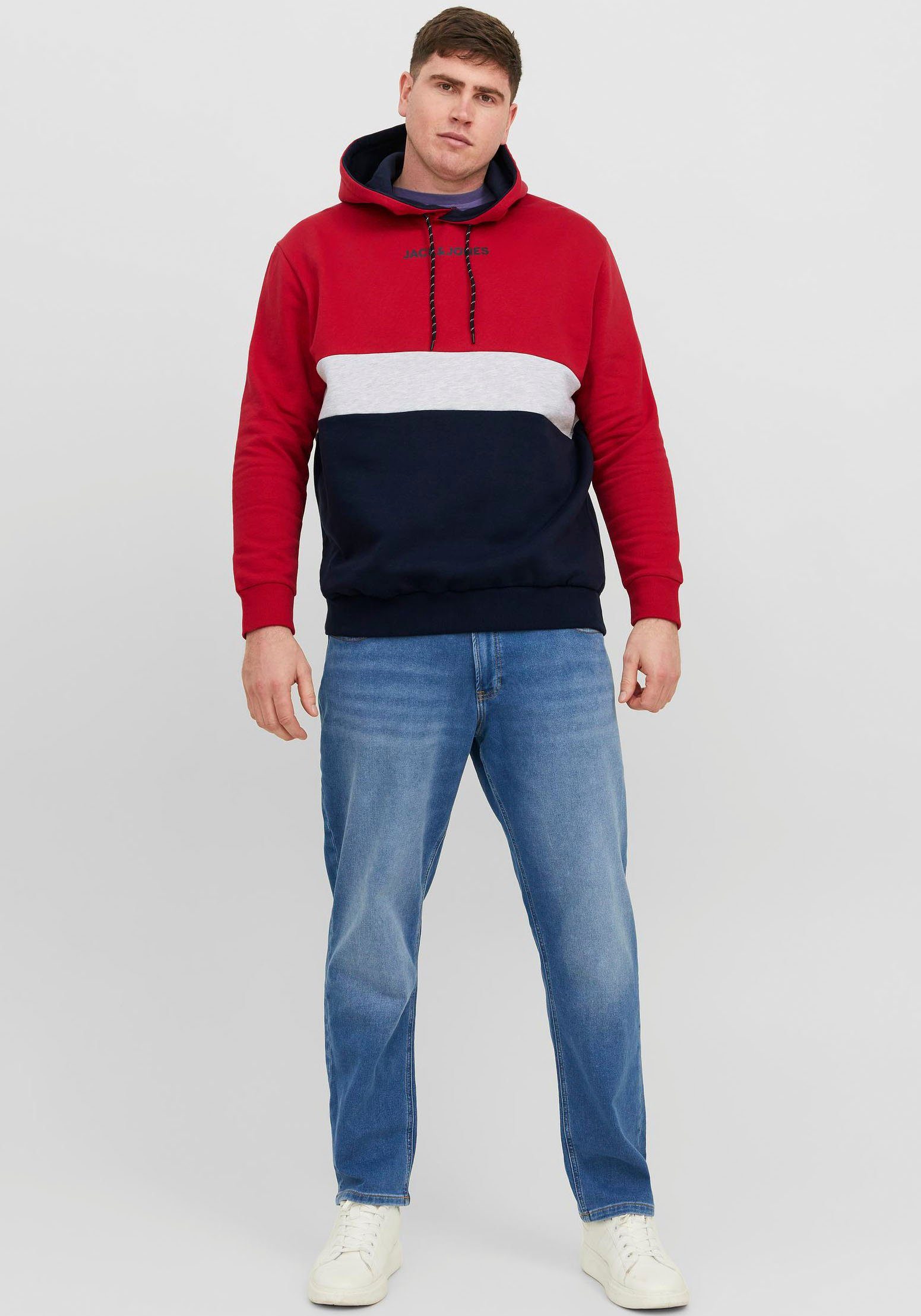 HOOD Jones Jack Tango SWEAT Red BLOCKING JJEREID NOOS & PlusSize PLS Kapuzensweatshirt