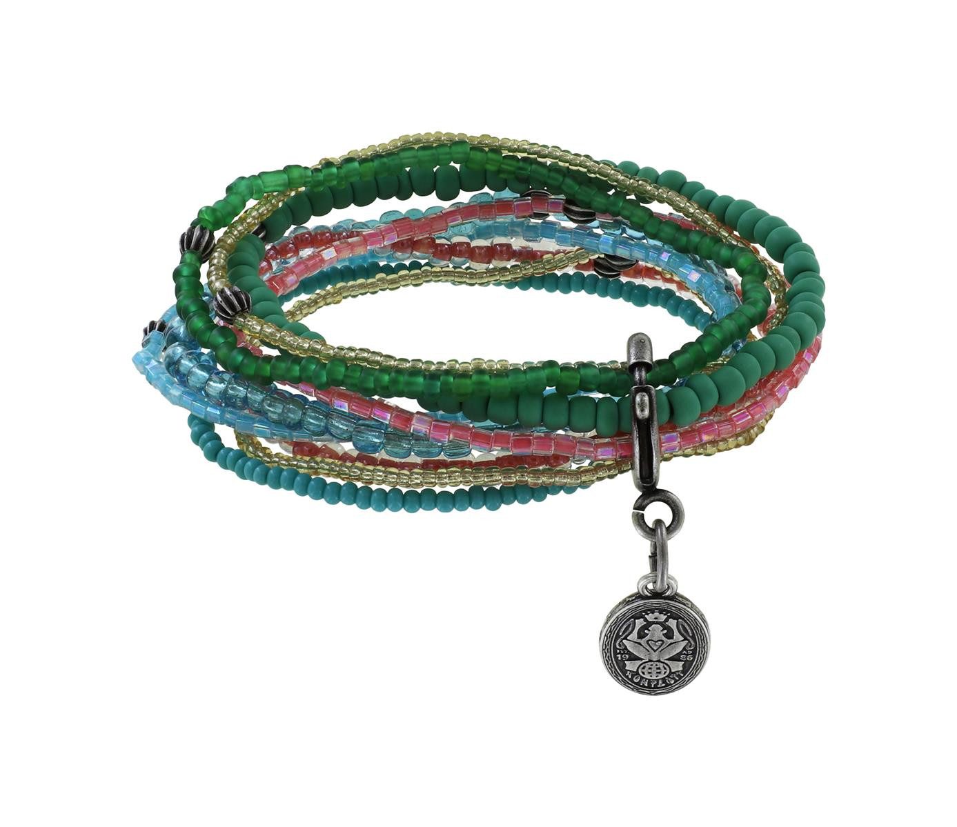 KONPLOTT Armband KONPLOTT Armband Petit Glamour d´Afrique grün pink antik Silber Finish