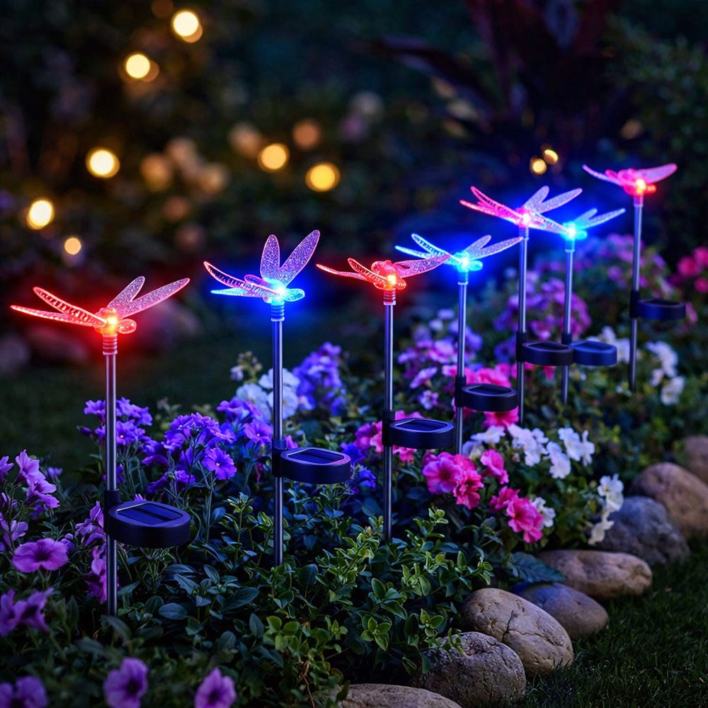 GLOBO LIGHTING LED Solarleuchte, LED-Leuchtmittel fest verbaut, Farbwechsel, 8er Set Solar Deko Erdspieß Außen Leuchte Farbwechsler LED